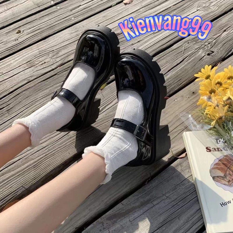 Giày Lolita đế cao 6cm phong cách vintage ulzzang chất da Pu mềm mịn không đau chân