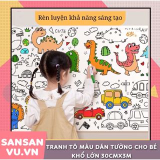 Tranh tập tô màu dán tường cho bé, có thể cắt hình dán làm kỉ niệm, keo đặc biệt có sẵn mặt sau của giấy
