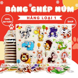 Đồ chơi bảng ghép hình núm gỗ Bảng gỗ có núm, tranh núm cho bé nhiều chủ đề