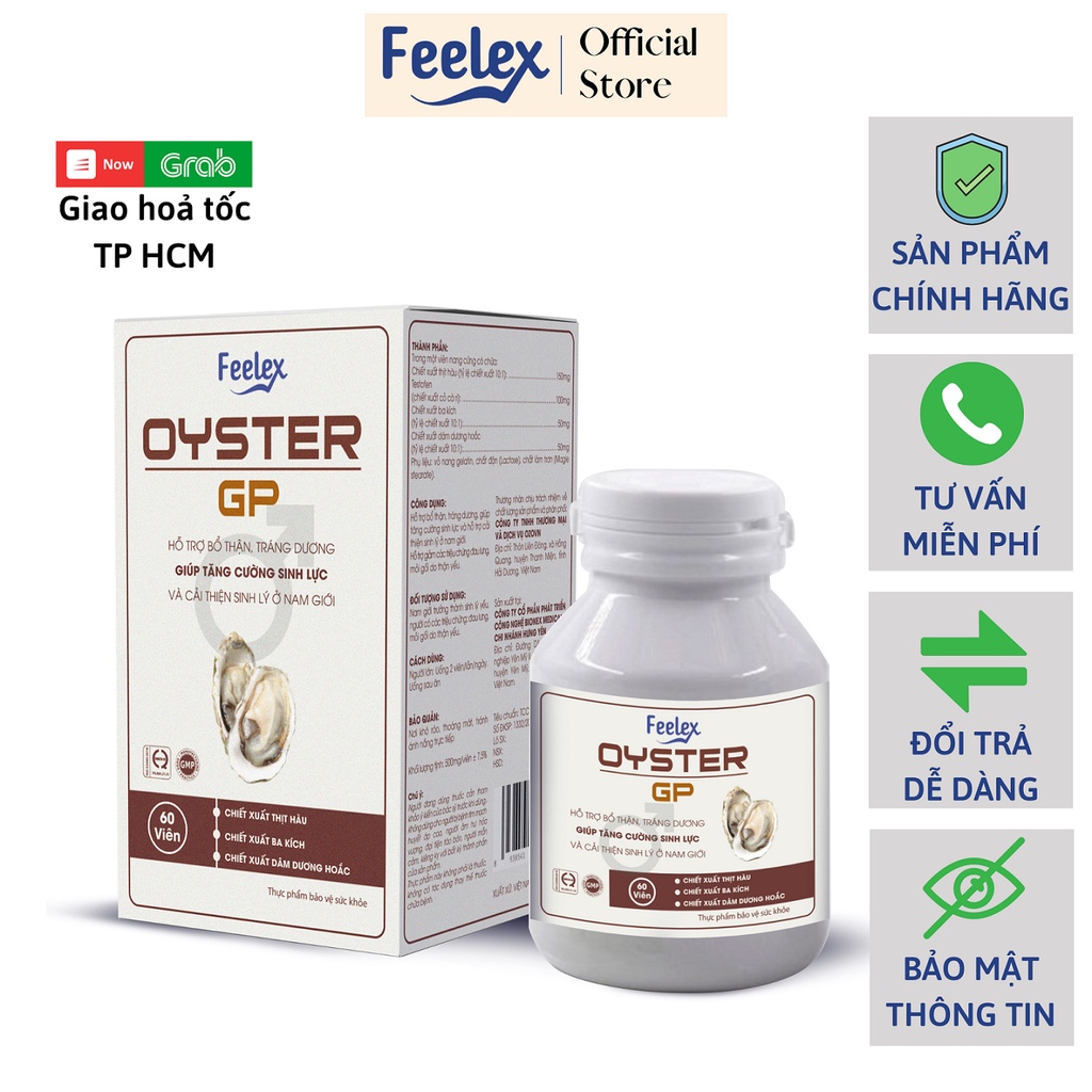 Tinh chất hàu biển Feelex Oyster GP tăng cường sinh lý nam giới hộp 60 viên