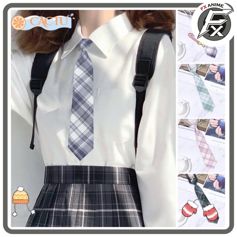 Sỉ 22kCà Vạt JK kẻ nhiều màu phong cách nữ sinh Nhật Bản bằng Vải Polyester cao cấp Fx AnimeCó clip, ảnh thật
