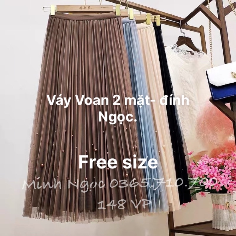 CHÂN VÁY VOAN ĐÍNH NGỌC MẶC 2 MẶT.Giá Tốt. HÀNG QUẢNG CHÂU