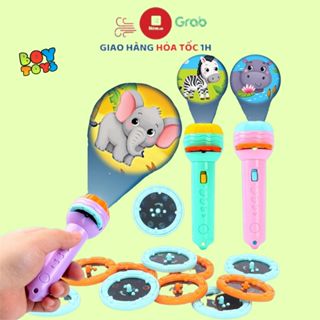 Đèn pin chiếu hình 80 hình động vật ngộ nghĩnh, sắc nét, đồ chơi giáo dục sớm giúp bé nhận biết con vật