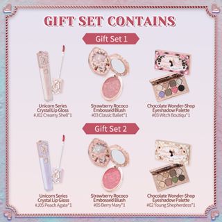 Set mỹ phẩm trang điểm FLOWER KNOWS son môi phấn má hồng và bảng phấn mắt làm quà tặng lễ tình nhân