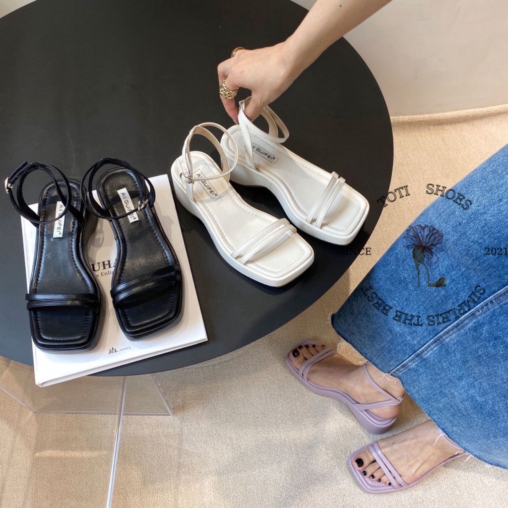 GIÀY XUỒNG TOTIIE STORE - SANDAL THỜI TRANG HAI QUAI NGANG MẢNH PHONG CÁCH NỮ TÍNH ĐẾ CAO - S2302120