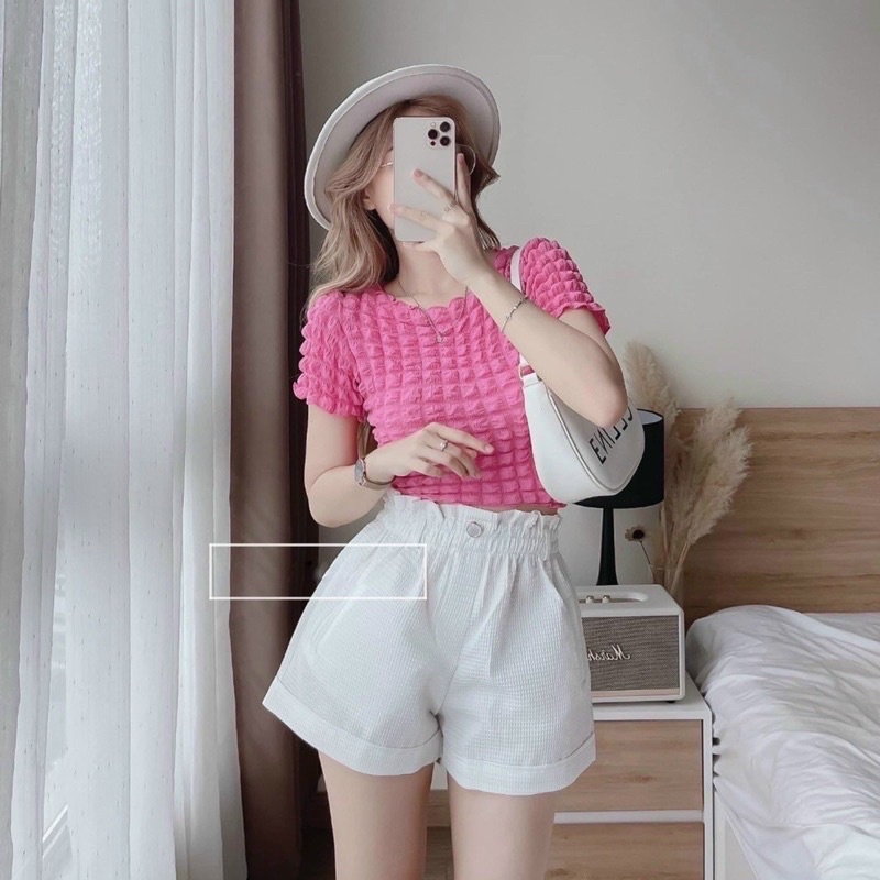 QÙA TẶNG CHUN BUỘC TÓC Quần Short Cạp Cao Tổ Ong hàng mới siêu hot cho Nữ m03 - Ảnh 3