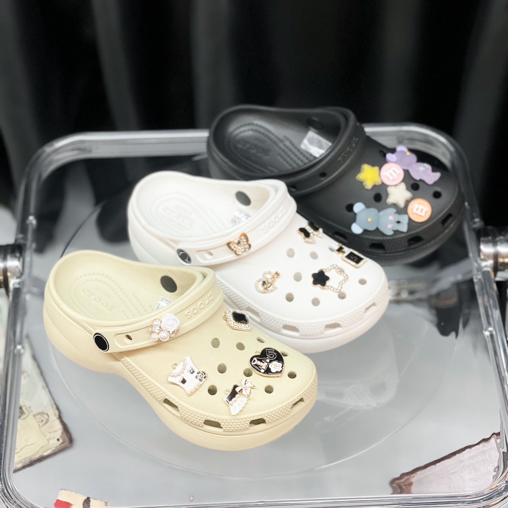 Dép Classic Sandal Crush Clog nữ đế cao 5cm tặng 10 Jib dễ thương - Hàng chính hãng - Sấu vui vẻ Official - CCH