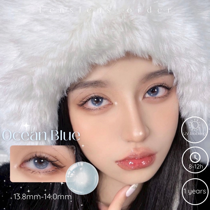 Lens Mắt Kính Áp Tròng Ocean Blue Hiệu Ứng Filter Nhũ Đủ Độ Cận