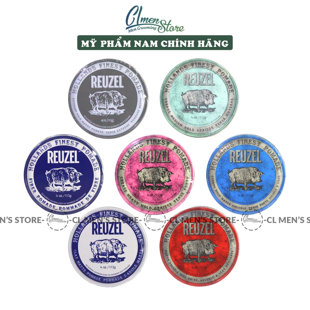 Reuzel Pomade tạo kiểu tóc Blue, Pink, Red, Extreme Hold, Green, Matte Clay, Fiber - Full size