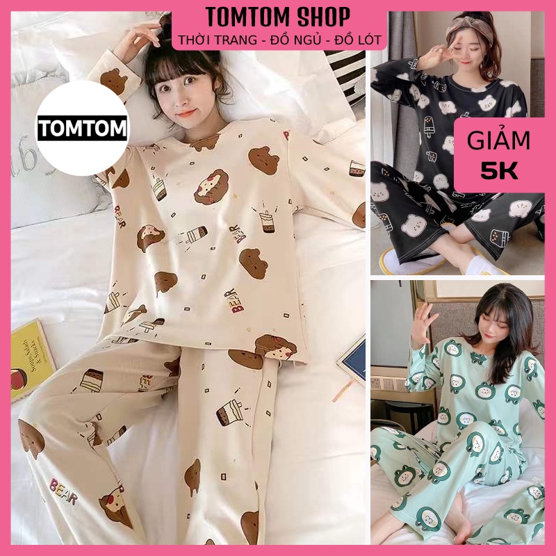 Đồ ngủ nữ dài tay thun cotton, Đồ bộ nữ dài tay dễ thương