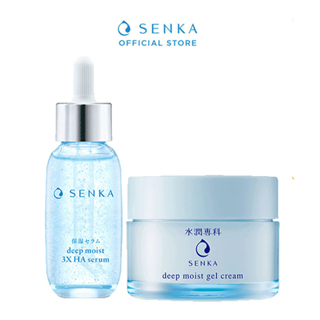 Bộ đôi Serum dưỡng ẩm - chống lão hóa và Mặt nạ ngủ cấp ẩm chuyên sâu SENKA DEEP MOIST 3X HA SERUM 30ML  GEL CREAM 50G