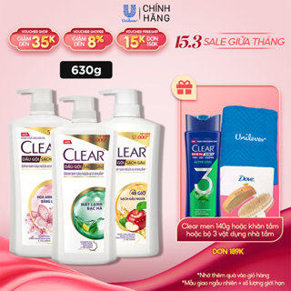 Dầu gộii đầu clear sạch gàu ngứa và vi khuẩn suốt 24 Giờ 630g
