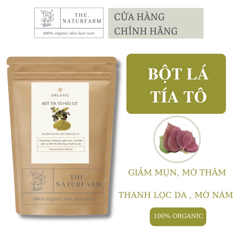 Bột Lá Tía Tô nguyên chất 100% Organic 100gr - Giảm mụn, mờ thâm nám, sáng da