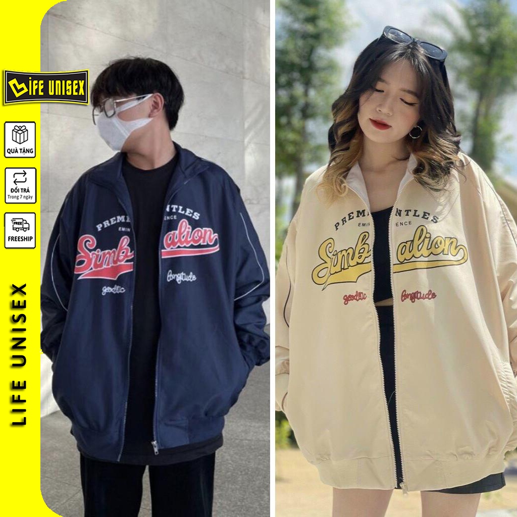 Áo Khoác Bomber Dù Ulzzang Unisex Kiểu Bóng Chày Form Rộng 2 Lớp SIMBALION - LIFE UNISEX Nam Nữ