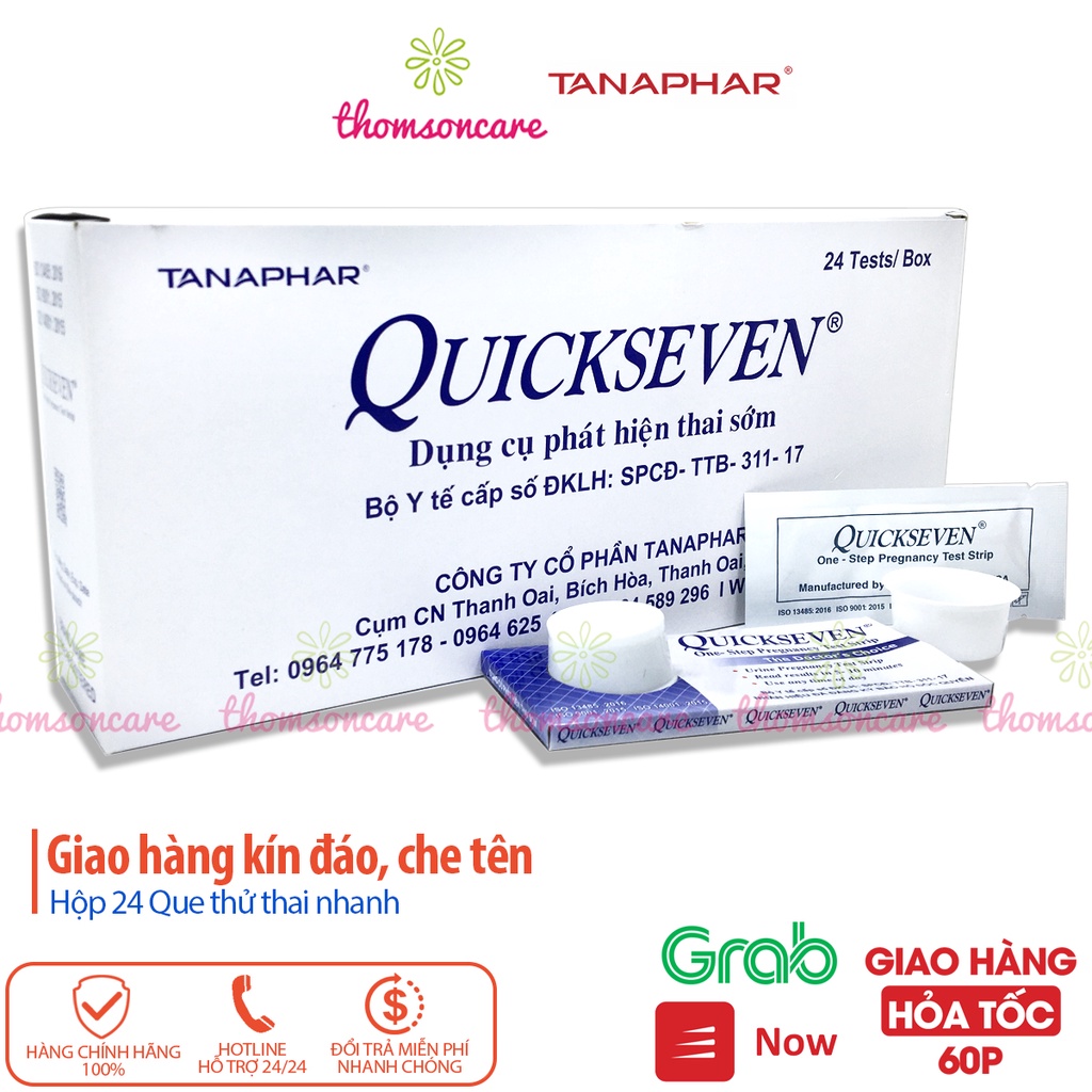 Hộp 24 que thử thai Quickseven - test thai nhanh, Giao hàng kín đáo, luôn che tên Quick Seven Tanaphar