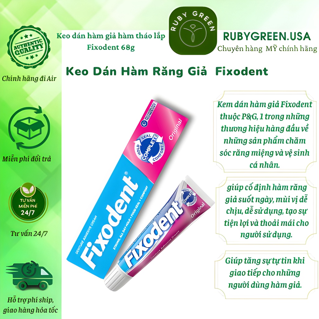 Keo Dán Hàm Răng Giả Fixodent 68g 1 tuýp Hàng Chính Hãng PG - USA