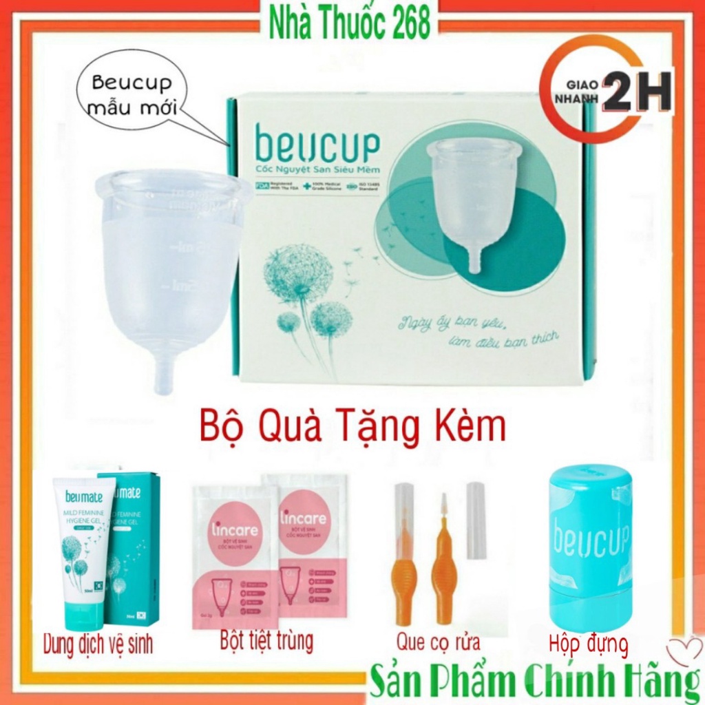 Cốc Nguyệt San BeUcup Silicol Y Tế Wacker Đức Siêu Mềm Đạt Chuẩn FDA Hoa Kỳ