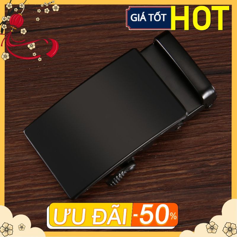 Mặt khóa thắt lưng chính hãng DD Fashion màu đen trơn, không dây.