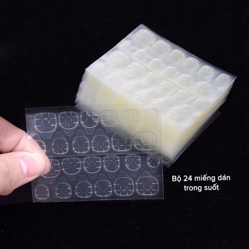 Loại 24 miếng dán  Miếng keo dán móng giả bằng silicon trong suốt