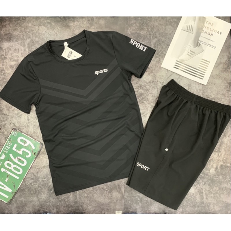 Bộ thể thao nam- Bộ hè nam vải thun lạnh in vân cao cấp SPORT