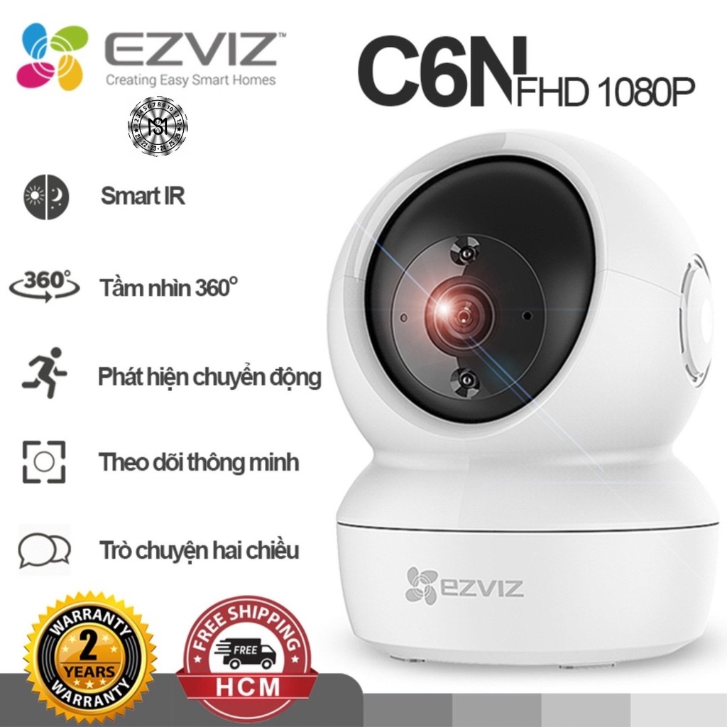 Camera WiFi Ezviz C6N 2.0Mpx xoay 360 độ, đàm thoại 2 chiều, hàng chính hãng và đầy đủ phụ kiện