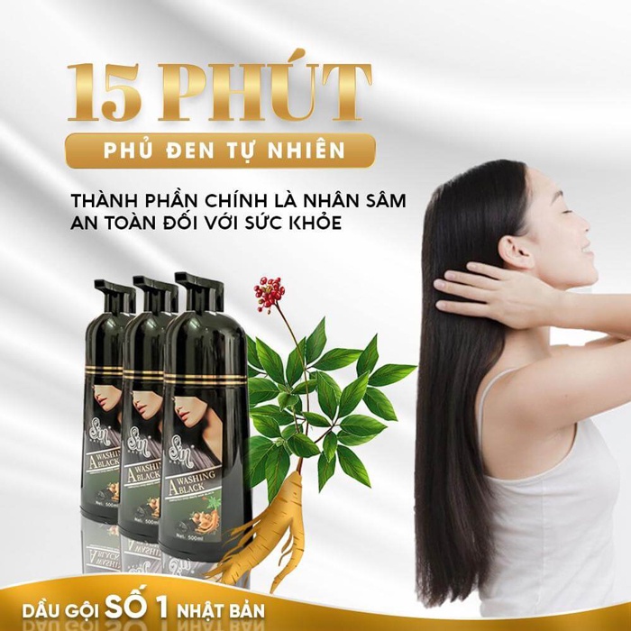 DẦU GỘI PHỦ BẠC SIN HAIR NHẬT BẢN CHÍNH HÃNG 500ML, THẢO DƯỢC NHUỘM ĐEN TÓC NÂU TÓC NHÂN SÂM