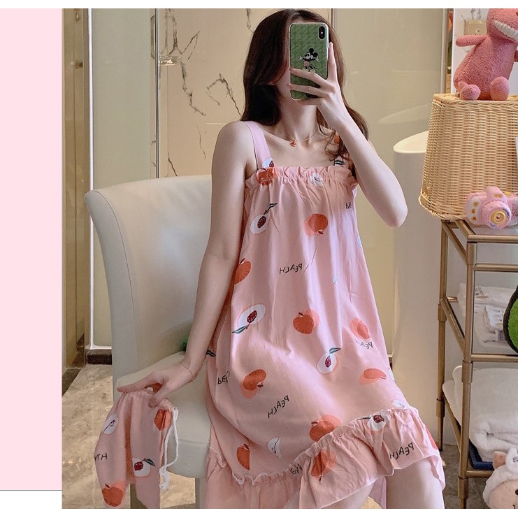 Đầm -váy bầu -chất liệu - thun sữa - mềm - mát - mịn váy 2 Dây thắt nơ - Ảnh 3