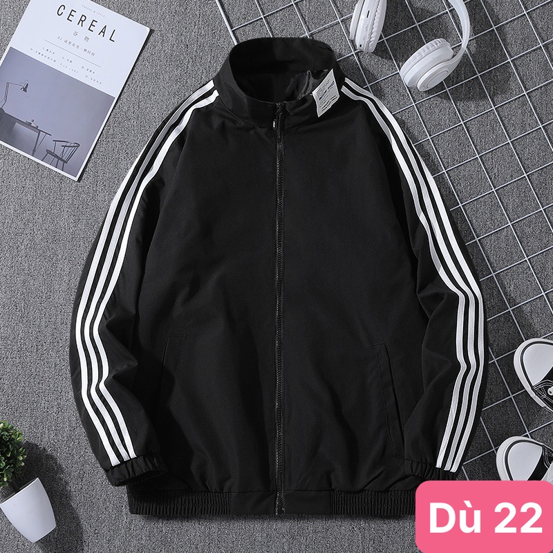 Áo khoác dù nam nữ màu đen trắng 3 sọc chất liệu dù gió 2 lớp cao cấp dáng from bóng chày bomber đẹp HD003 Nhiều mẫu mới - Ảnh 2