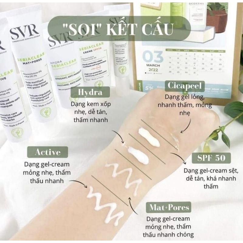 Kem dưỡng da làm giảm mụn, kiềm dầu, se lỗ chân lông SVR Sebialear Mat+Pores 40ml, Kem Dưỡng SVR Active Gel