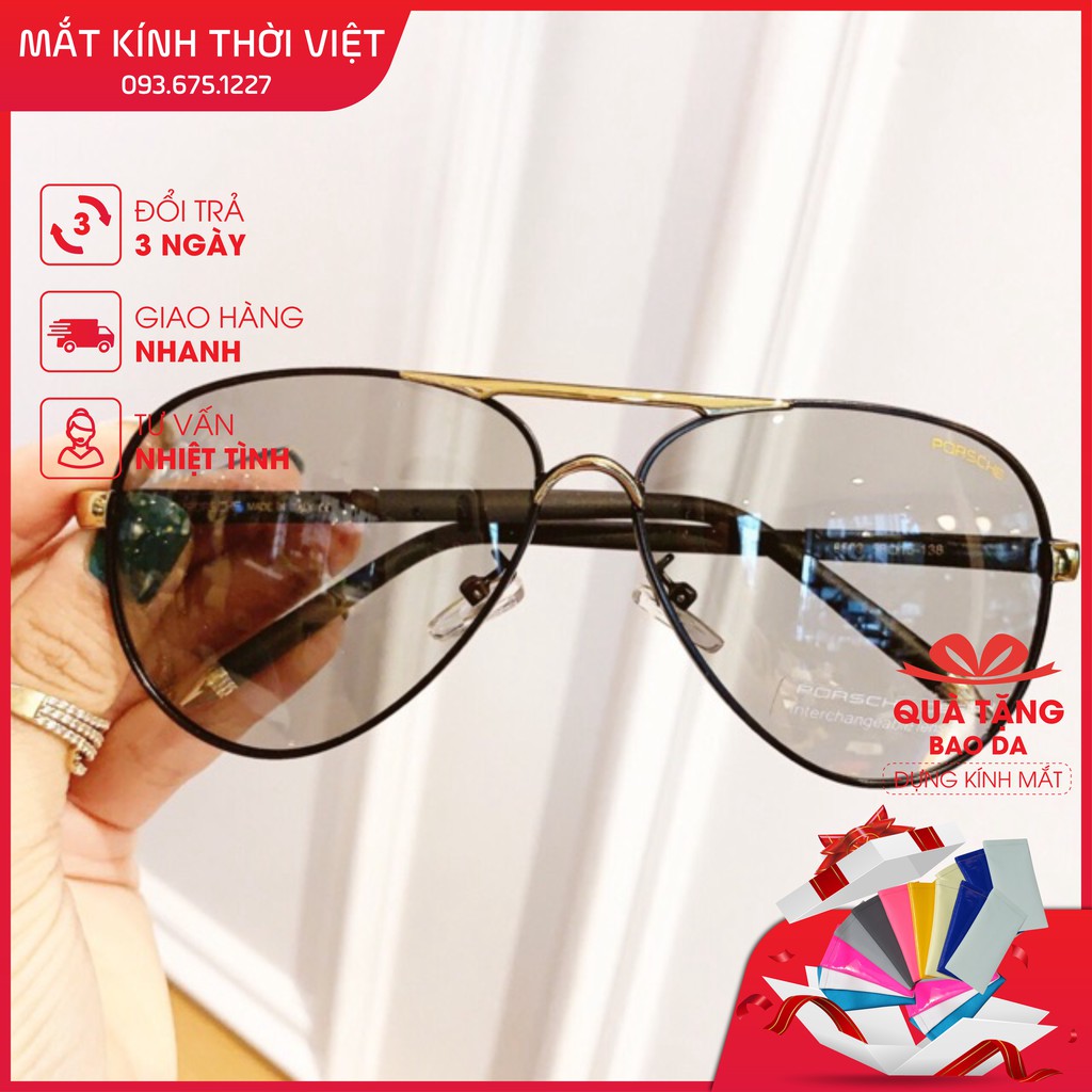 Kính phân cực đổi màu Por cho nam - Thích hợp sử dụng cả ban ngày và ban đêm - Bao gồm hộp đựng kính da và khăn lau quà tặng.