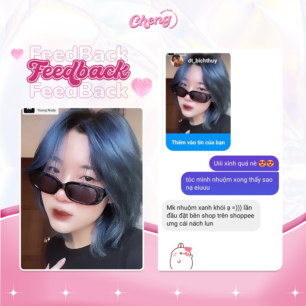 Thuốc Nhuộm Tóc Màu XANH ĐEN KHÓI Không Tẩy | Chenglovehair, Chenglovehairs