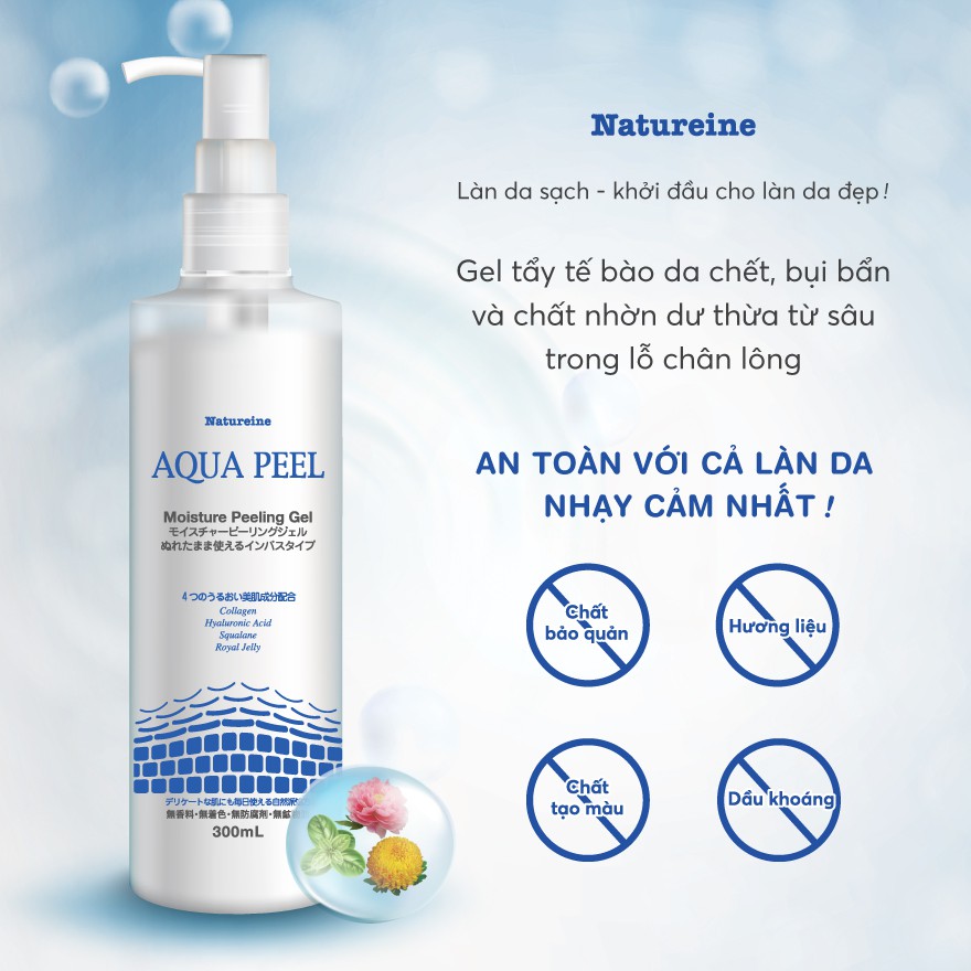 Gel Tẩy Tế Bào Chết Natureine Aqua Peel Moisture Peeling 30ml và 300ml