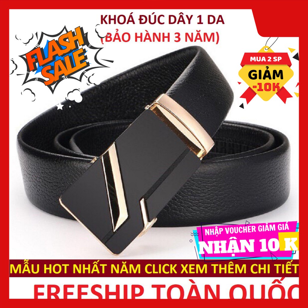 Thắt Lưng Da Nam Khóa Tự Động Cao Cấp Dây Nịt Nam Da Bò 100% Chính Hãng Baellerry Mạ Vàng Bạc Nam Tính GG-9K - Ảnh 3