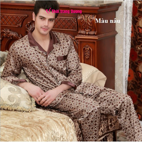 Bộ Pyjama Nam Satin Mềm Mại Phối Họa Tiết Nổi Bật Đầy Sang Trọng và Thoải Mái - NG057 của Thời Trang Dương.