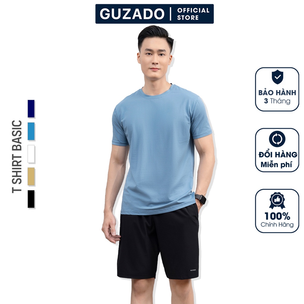 Bộ quần áo thể thao nam cộc tay Guzado Cao Cấp,Co Giãn Vận Động Thoải Mái BCT2201