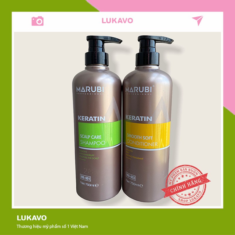 Cặp Dầu Gội Xả Marubi keratin collagen siêu mượt 750ml