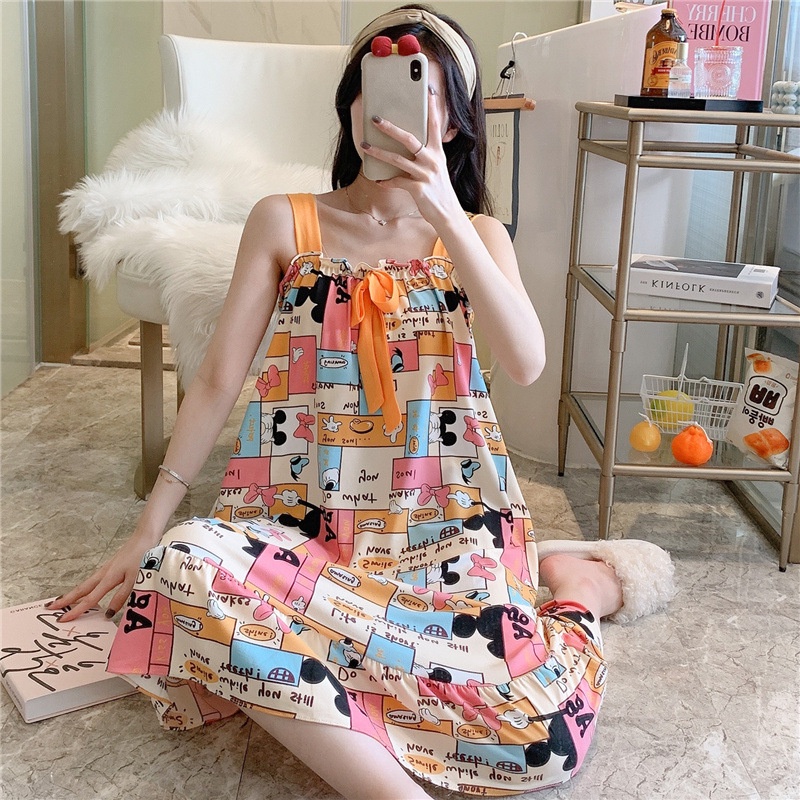 Đầm -váy bầu -chất liệu - thun sữa - mềm - mát - mịn  váy 2 Dây thắt nơ