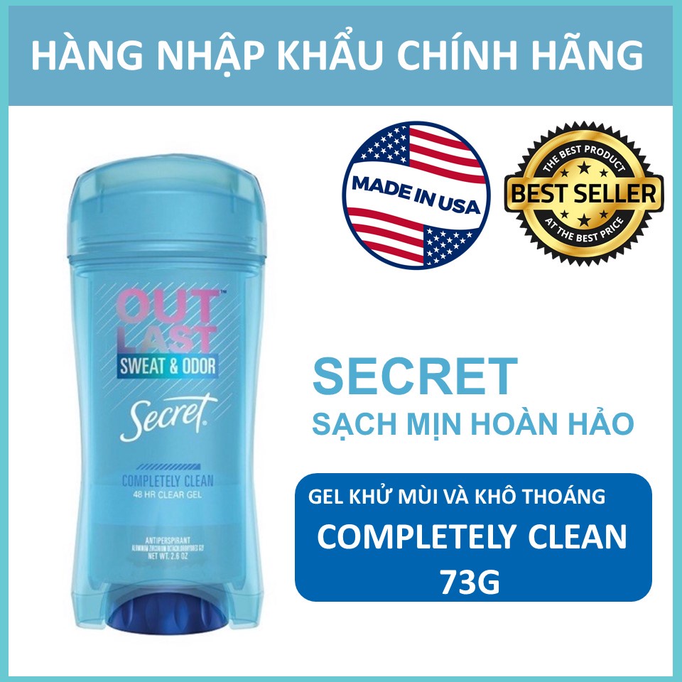 Lăn khử mùi nữ Secret Clear Gel 73g Lavender I Protecting Powder I Completely clean