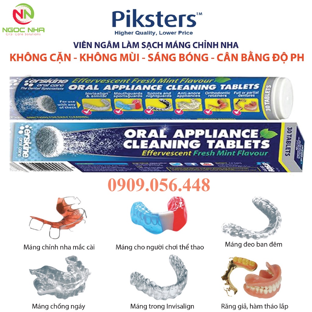 Viên sủi ngâm làm sạch và vệ sinh hàm giả răng giả hàm tháo lắp, vệ sinh khay chỉnh nha Efferdent/Polident - Mỹ - Ảnh 4