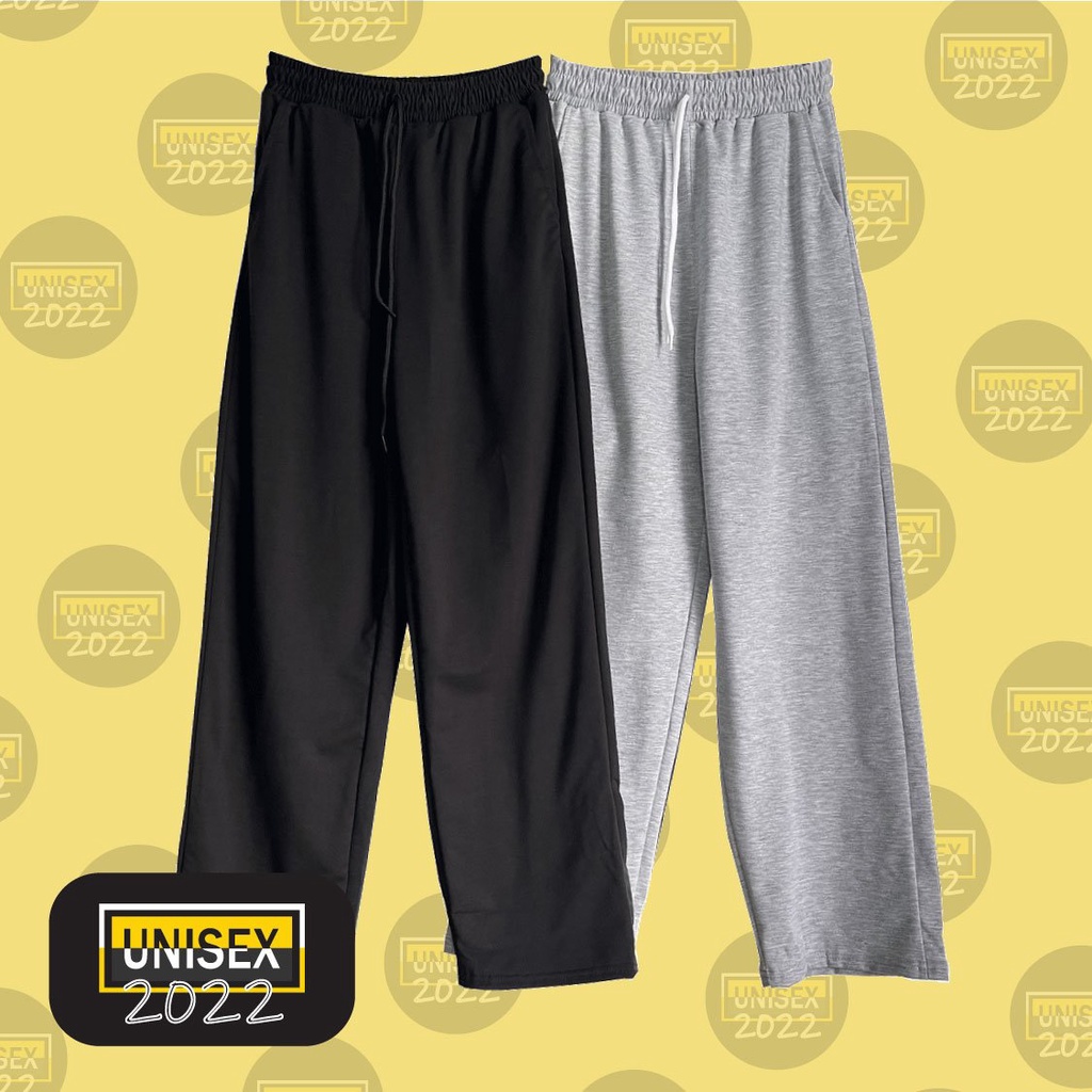 "Quần thể thao dài thun unisex ống rộng, cạp chun - Mẫu mới 2026"