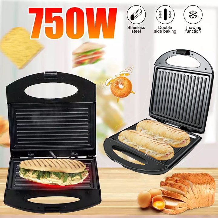 Máy kẹp nướng bánh mì, ép nướng bánh mỳ dài làm đồ ăn sáng và kinh doanh Chính hãng HAEGER