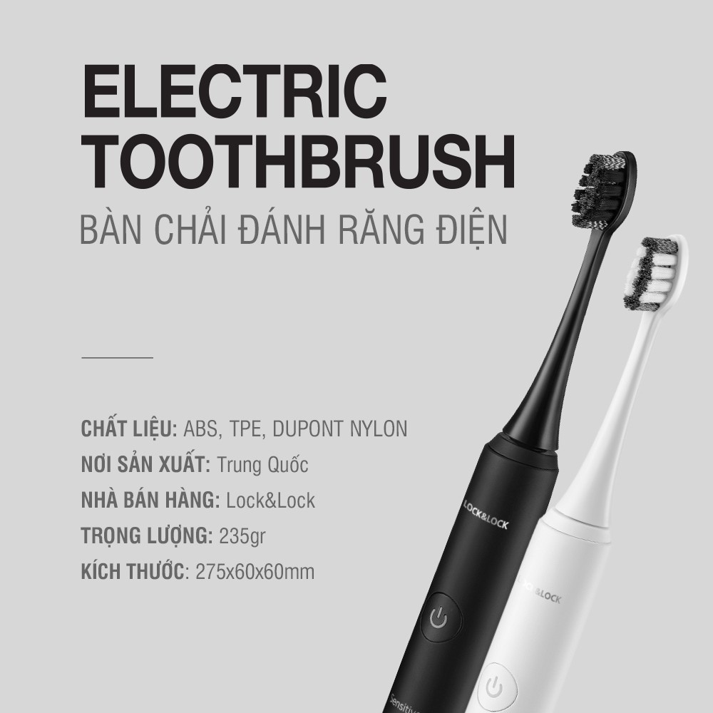 Bàn chải điện LocknLock sạc không dây, chống nước, đèn led thông minh tặng 2 đầu chải ENR346 - K-MALL - Ảnh 4
