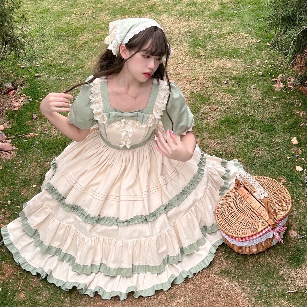 Đầm Tay Ngắn Kiểu Lolita Xinh Xắn