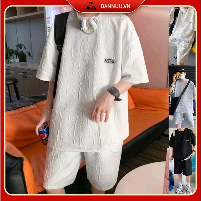 Bộ Đồ Thể Thao Nam Áo Thun Trơn và Quần Short Dáng Rộng Phong Cách Hàn Quốc Đơn Giản và Thời Trang Bộ Quần Áo Unisex.