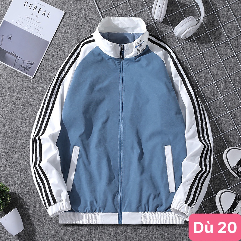 Áo khoác dù nam nữ màu đen trắng 3 sọc chất liệu dù gió 2 lớp cao cấp dáng from bóng chày bomber đẹp HD003 Nhiều mẫu mới - Ảnh 3