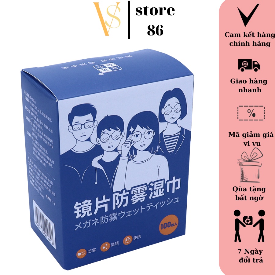 "Khăn lau kính Nano chống bám nước và mờ sương, ngăn mồ hôi và nhờn - Bộ 100 miếng VS STORE"