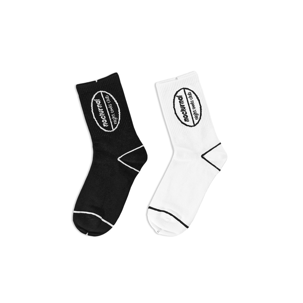Combo 2 Đôi Tất Vớ NOCTURNAL Basic Socks Trắng  Đen Cotton Unisex Local Brand