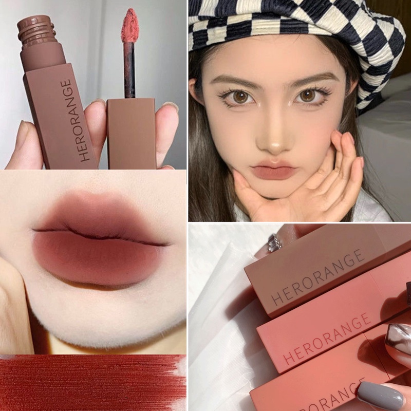 Son môi Herorange màu nhung lì mềm mại chống thấm nước lâu trôi nội địa trung