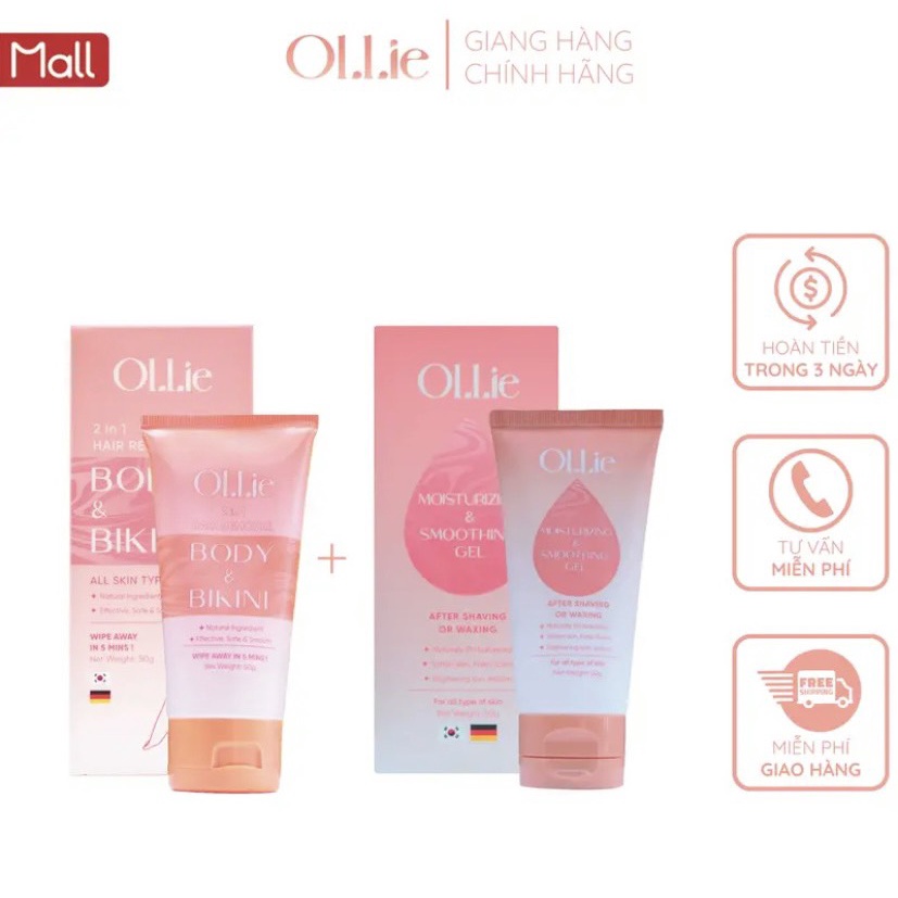 Combo kem tẩy dưỡng Ollie, tẩy sạch lông trong vòng 5 phút