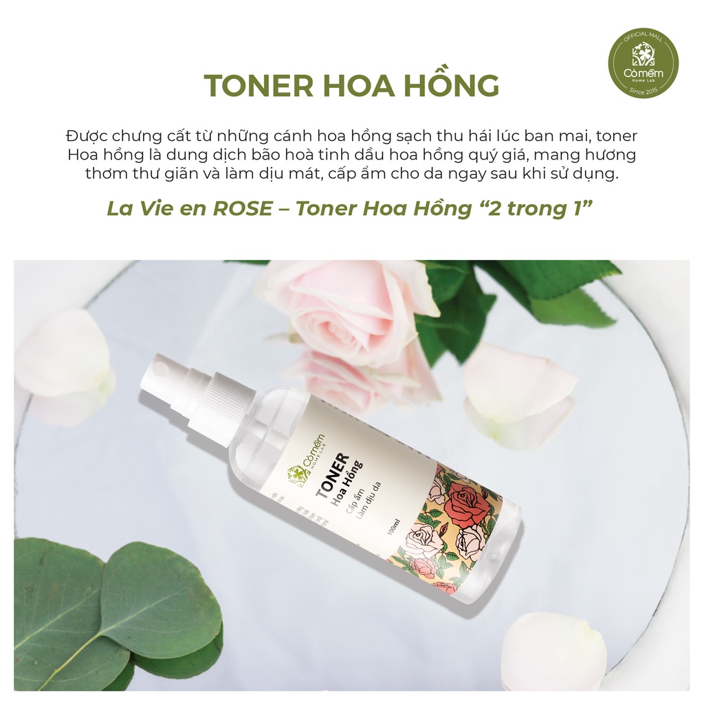 Toner Thiên Nhiên Hoa Hồng Giúp Cấp Ẩm Kiềm Dầu Cỏ Mềm 100ml
